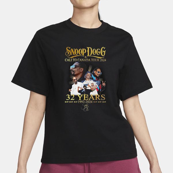 Snoop Dogg Cali To Canada Tour 2024 32 Years 1992-2024 T-Shirt