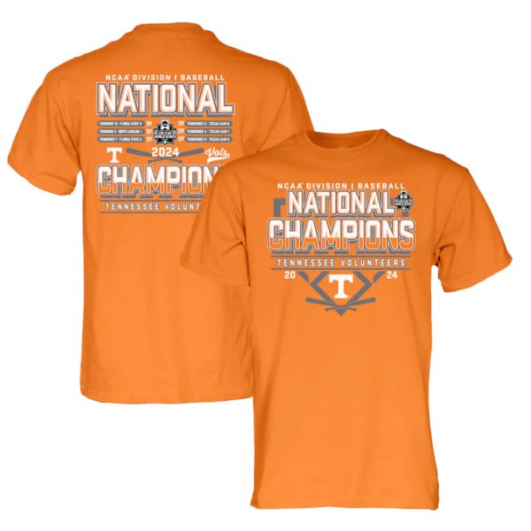 Tennessee Volunteers Blue 84 2024 NCAA Men’s Baseball College World Series Champions Schedule T-Shirt