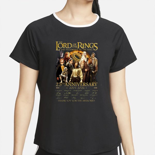 The Lord Of The Rings The Fellowship Of The Ring 25th Anniversary 2001-2026 Thank You For The Memories T-Shirt