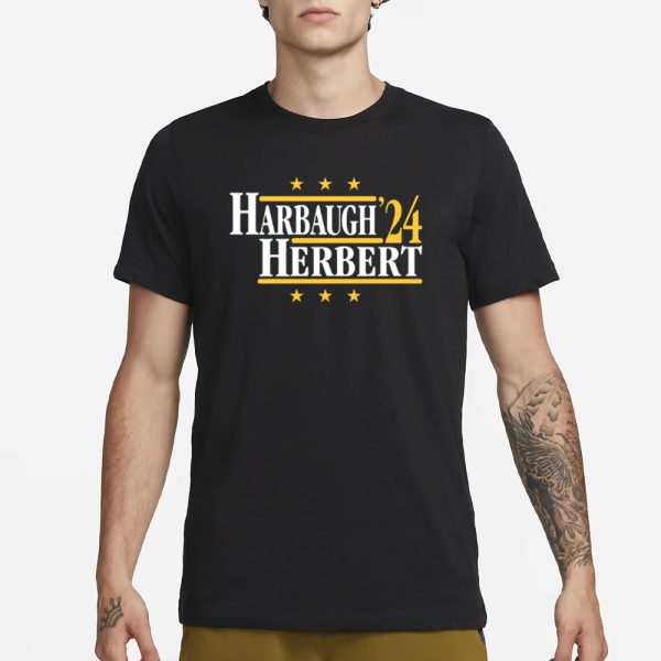 Trader Aaron Wearing Harbaugh Herbert 2024 T-Shirt