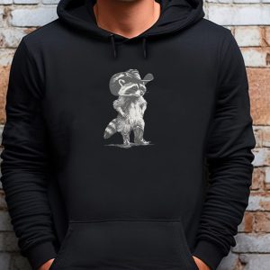 Western Raccoon Sweatshirt T shirt Hoodie Long Sleeve T shirt Retro Cowboy Racoon Graphic 1