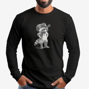 Western Raccoon Sweatshirt T shirt Hoodie Long Sleeve T shirt Retro Cowboy Racoon Graphic 3
