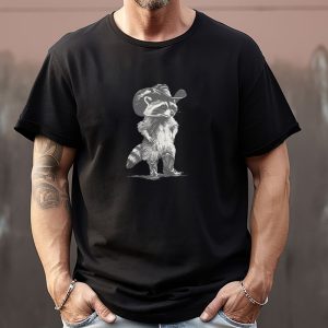 Western Raccoon Sweatshirt T shirt Hoodie Long Sleeve T shirt Retro Cowboy Racoon Graphic 4