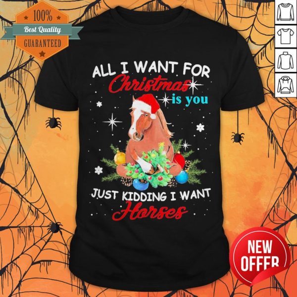 All I Want For Christmas Is You Just Kidding I Want Horses Funny Shirt