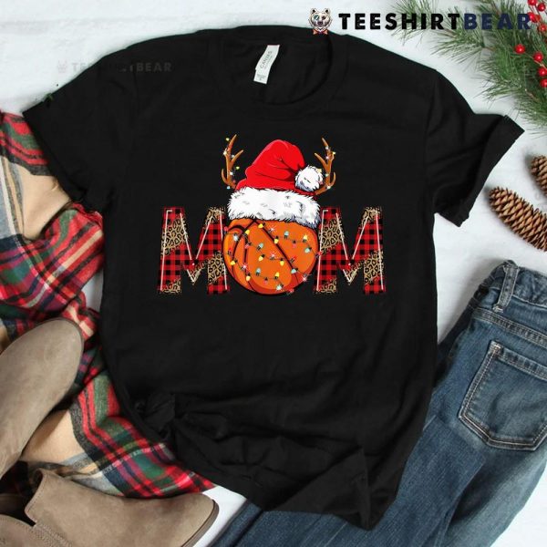 Basketball Mom Basketball Mama Leopard Christmas Plaid Santa Shirt