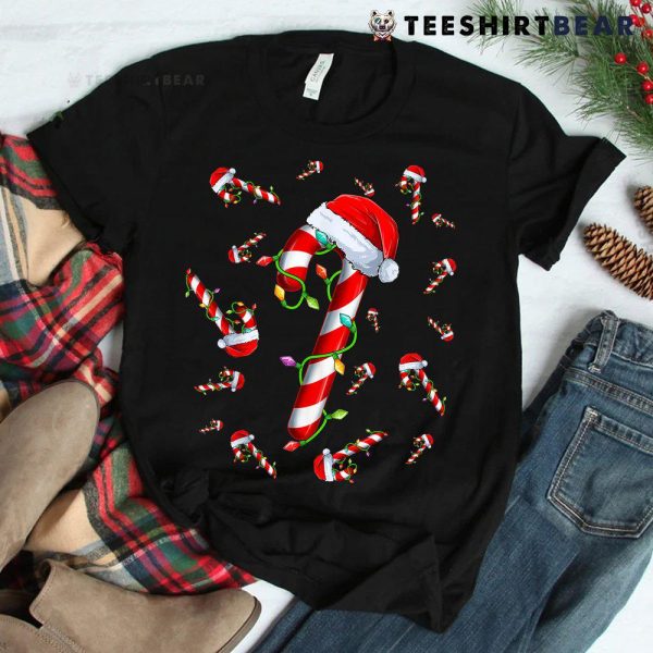 Candy Cane Merry And Bright Red And White Candy Christmas Shirt