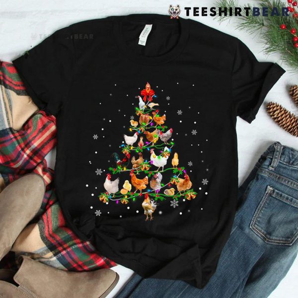 Chicken Christmas Tree Ornament Decor Xmas Shirt