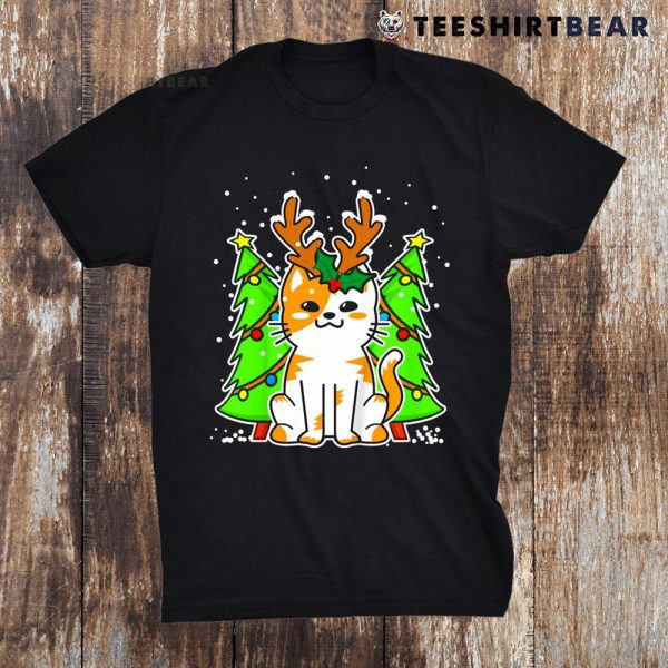 Christmas Cat Reindeer Antlers Shirt