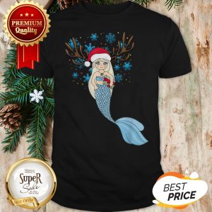 Christmas Mermaids Santa Hat & Reindeer Antlers Gift Shirt