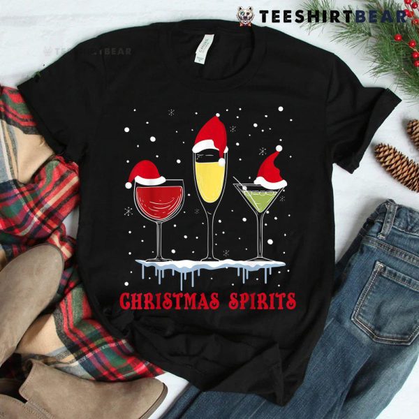 Christmas Spirits Wine Bubbly Martinis Holiday Drink Shirt