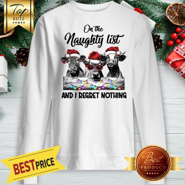 Cows Santa On The Naughty List And I Regret Nothing Cattle Baseball Shirt