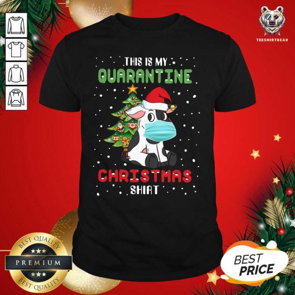 Cute Cow Santa Face Mask This Is My Quarantine Christmas Shirt