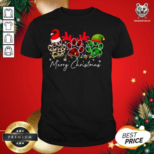 Cute Dog Paw Santa Reindeer Merry Christmas Tree Shirt