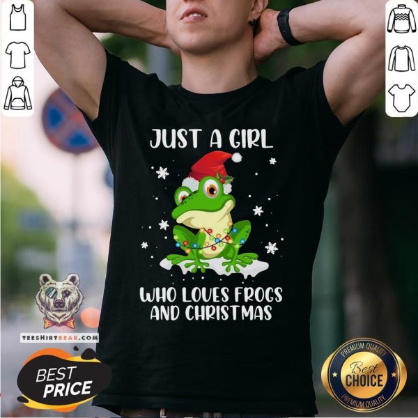 Cute Just A Girl Who Loves Frogs And Christmas Shirt