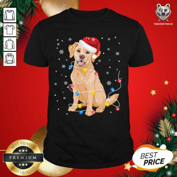 Cute Labrador Dog Santa Hat Christmas Lights Dog Lover Xmas Gift T-Shirt