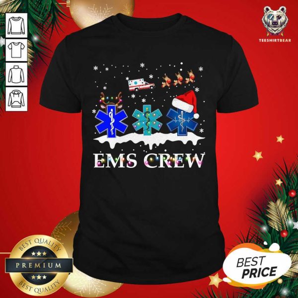 Cute Nurse Santa Hat Reindeer Ems Crew Merry Christmas Shirt