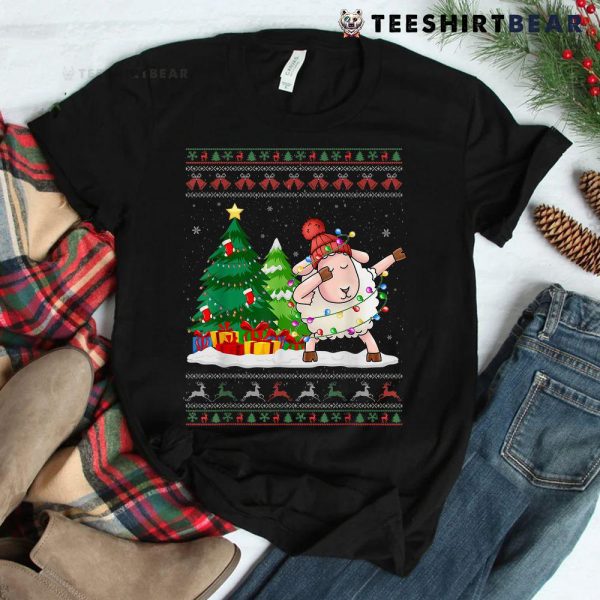 Dabbing Sheep Santa Hat Ugly Christmas Sweater Shirt