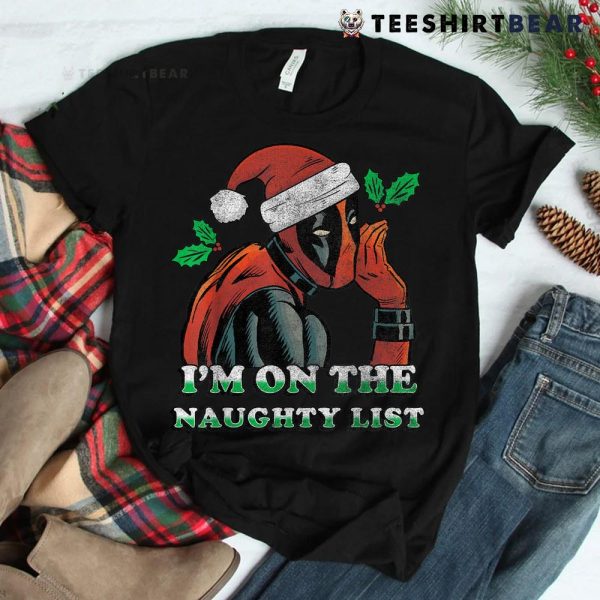 Deadpool Santa Secret Naughty List Christmas Shirt