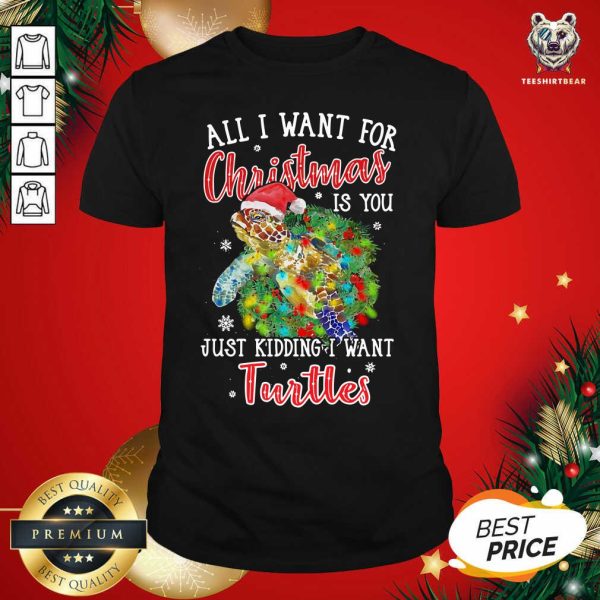 Funny All I Want For Christmas Is You Just Kidding I Want Turtles Shirt