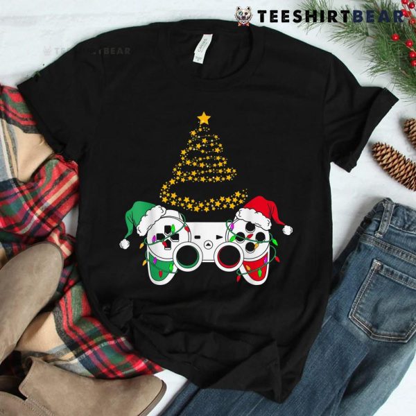 Funny Christmas Santa Hat Gamer Shirt