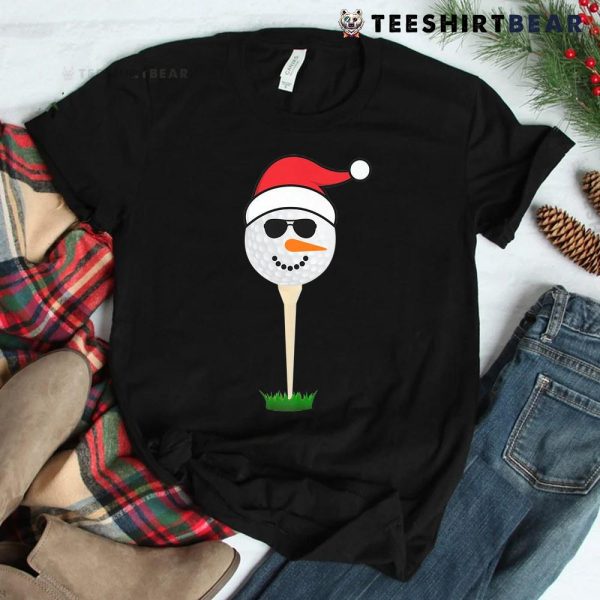 Funny Golfing Christmas Santa Hat Holiday Pajama Golf Ball Shirt