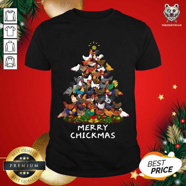 Funny Merry Chickmas Chicken Christmas Tree Rooster Xmas T-shirt