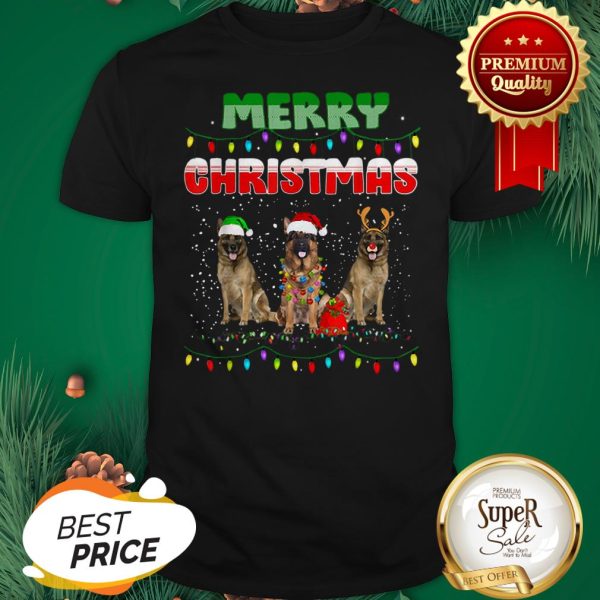 German Shepherd Santa Reindeer Merry Christmas Lights Shirt