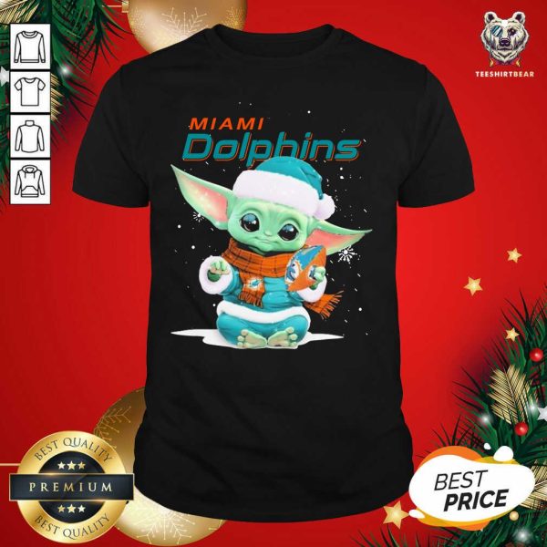 Good Baby Yoda Play Rugby Miami Dolphins Merry Christmas Shirt