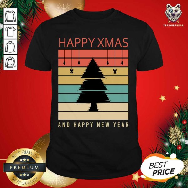 Great Happy Christmas And Happy New Year Christmas Tree Cartoon T-Shirt