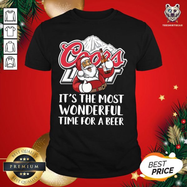 Great Santa Claus Drink Coors Light It’s The Most Wonderful Time For A Beer Christmas Shirt