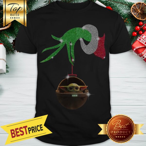 Grinch Hand Holding Baby Yoda Christmas Shirt