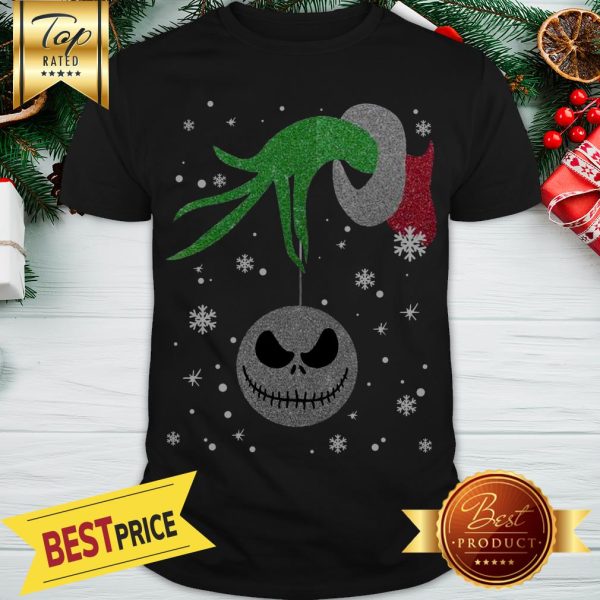 Grinch Hand Holding Jack Skellington Christmas Shirt