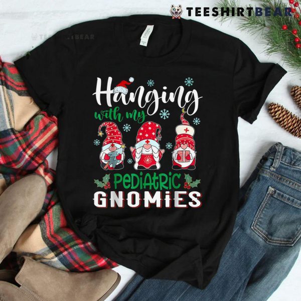 Hanging With My Pediatric Gnomies Nurse Christmas Pajama Shirt