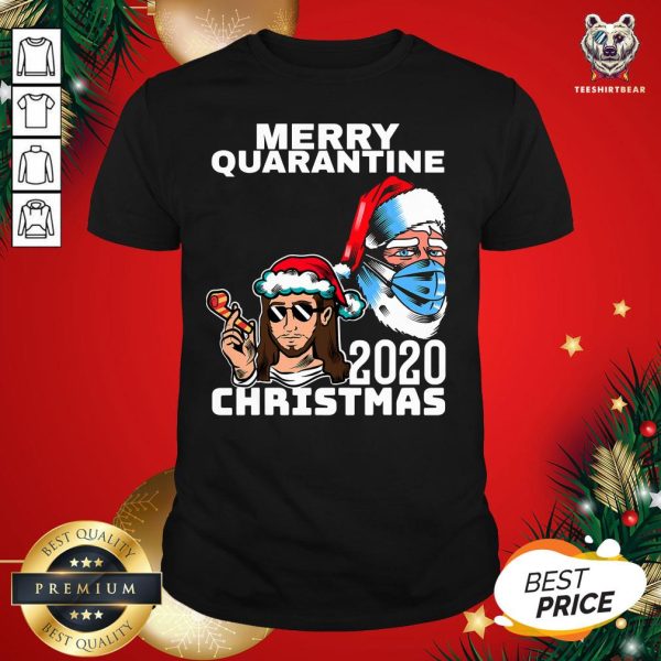 Happy Santa With Face Mask Merry Quarantine 2020 Christmas Shirt