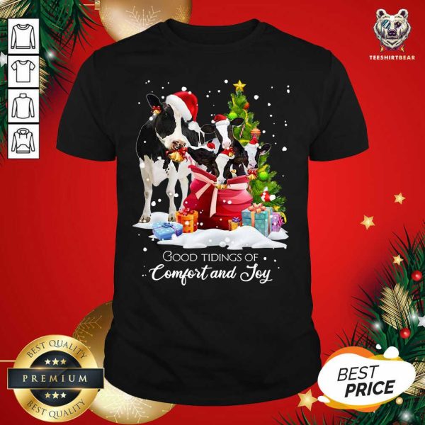 Hot Cows Santa Good Tiding Of Comfort And Joy Merry Christmas Tree Gift Shirt