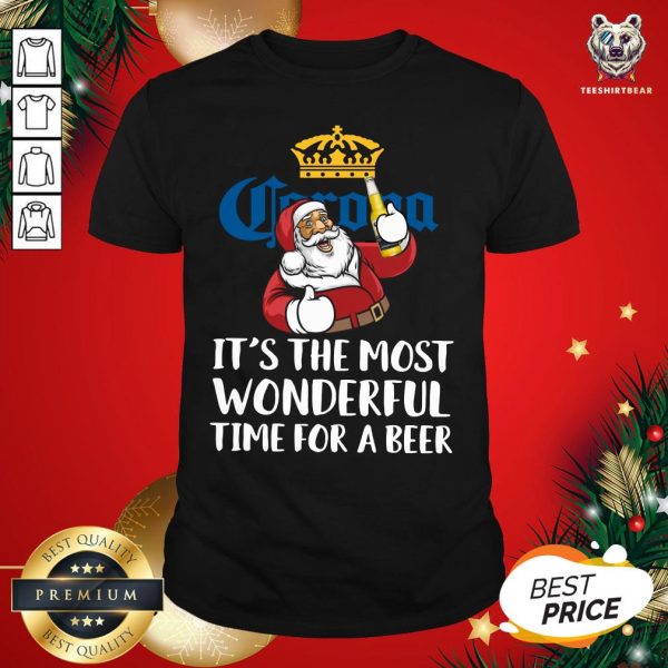 Hot Santa Claus Drink Corona Extra It’s The Most Wonderful Time For A Beer Christmas Shirt