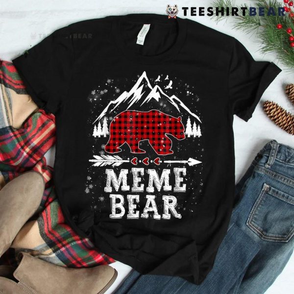 Meme Bear Shirt Christmas Pajama Red Plaid Buffalo Family Shirt