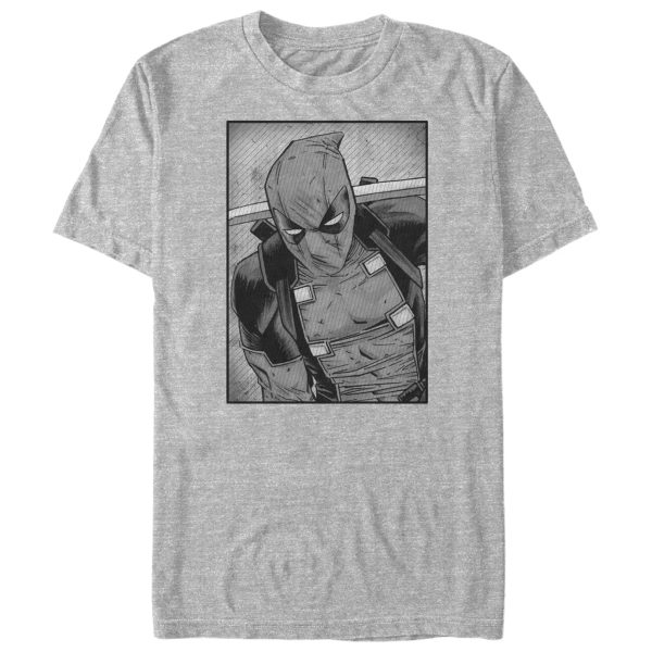 Men’s Marvel Deadpool Classic Grey GrayscalePose T-Shirt