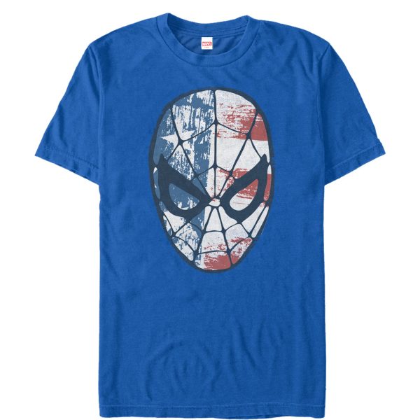 Men’s Marvel Fourth of July Spider-Man American Flag Mask T-Shirt