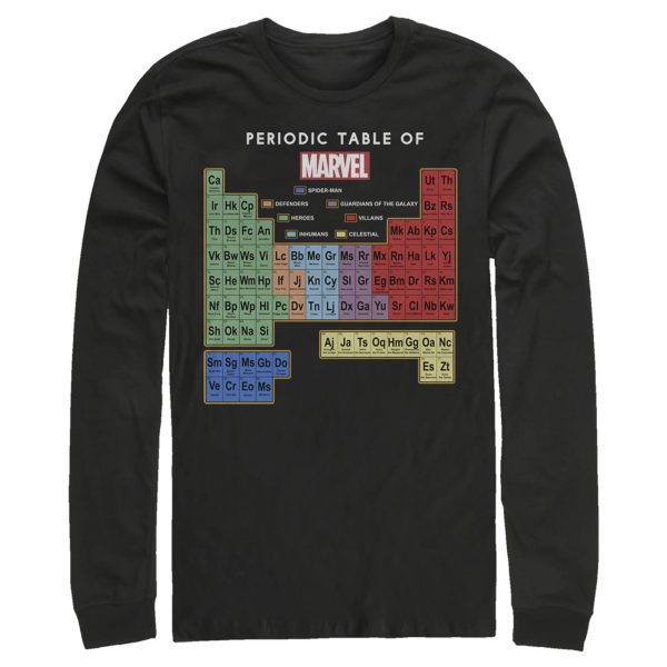 Men’s Marvel Periodic Table of Favorite Heroes Long Sleeve Shirt