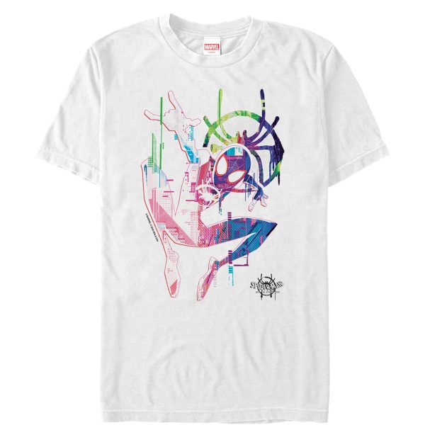 Men’s Marvel Spider-Man Into the Spider-Verse Rainbow Watercolor T-Shirt