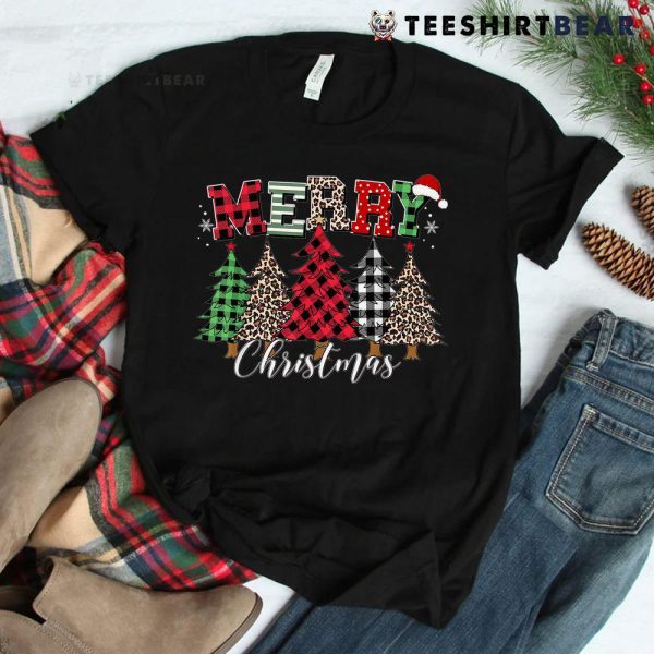 Merry Christmas Leopard Buffalo Red Plaid Shirt