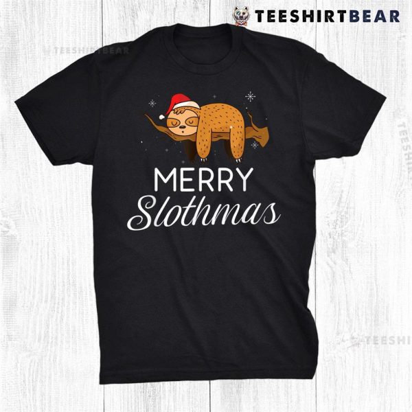 Merry Slothmas Christmas Lazy Cute Sloth Shirt