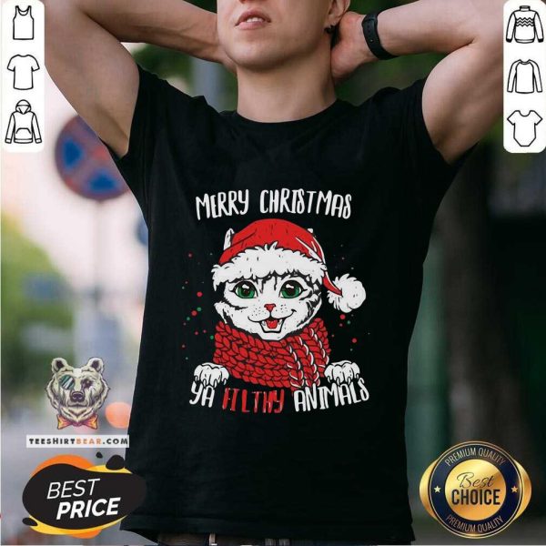 Nice Merry Christmas Ya Filthy Animals Cat Christmas Shirt