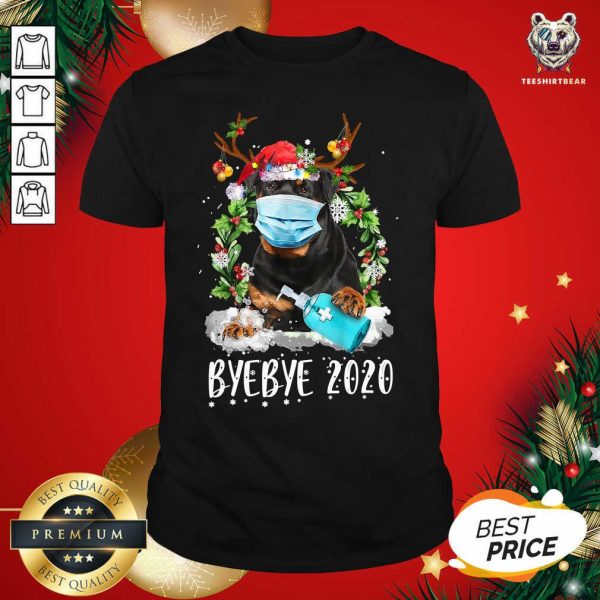 Nice Rottweiler Face Mask Bye Bye Covid-19 2020 Merry Christmas Shirt