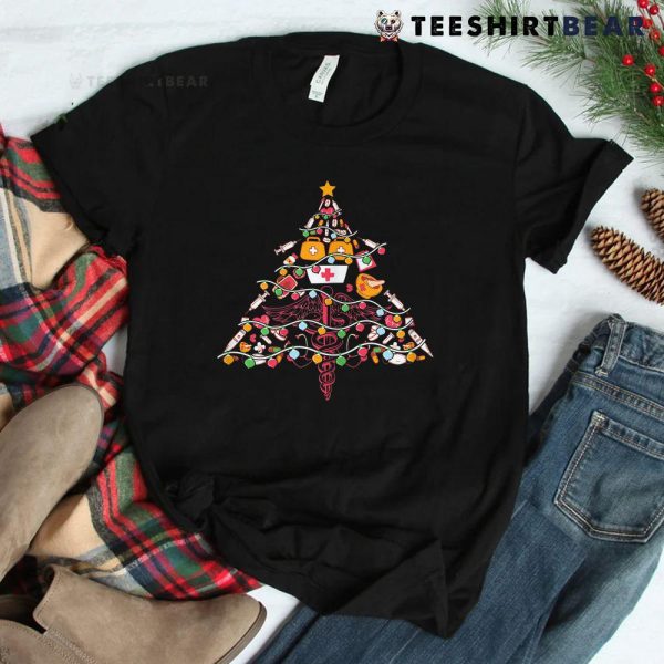 Nurse Christmas Tree Crew Xmas Ornaments Elements Shirt