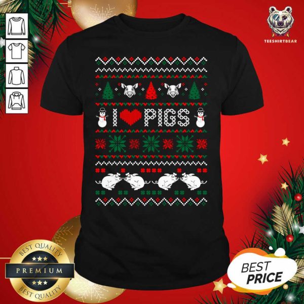 Official I Love Pigs Ugly Christmas Xmas Shirt