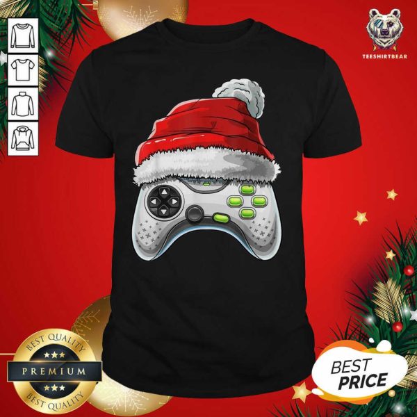 Original Video Game Controller Santa Hat Christmas Shirt