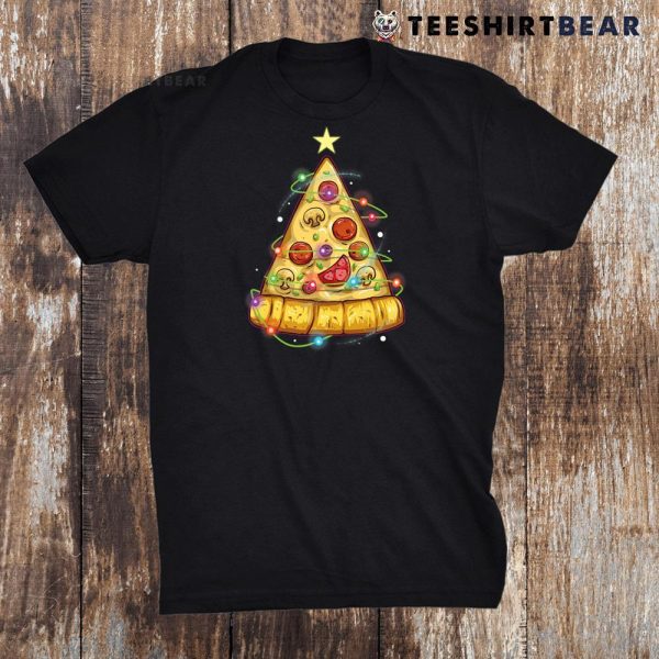 Pizza Christmas Tree Lights Xmas Lover Shirt