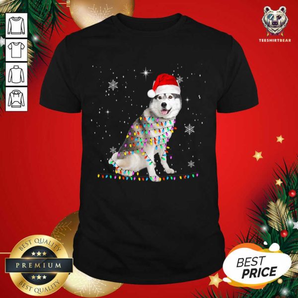 Premium Siberian Husky Santa Christmas Tree Lights Xmas T-Shirt